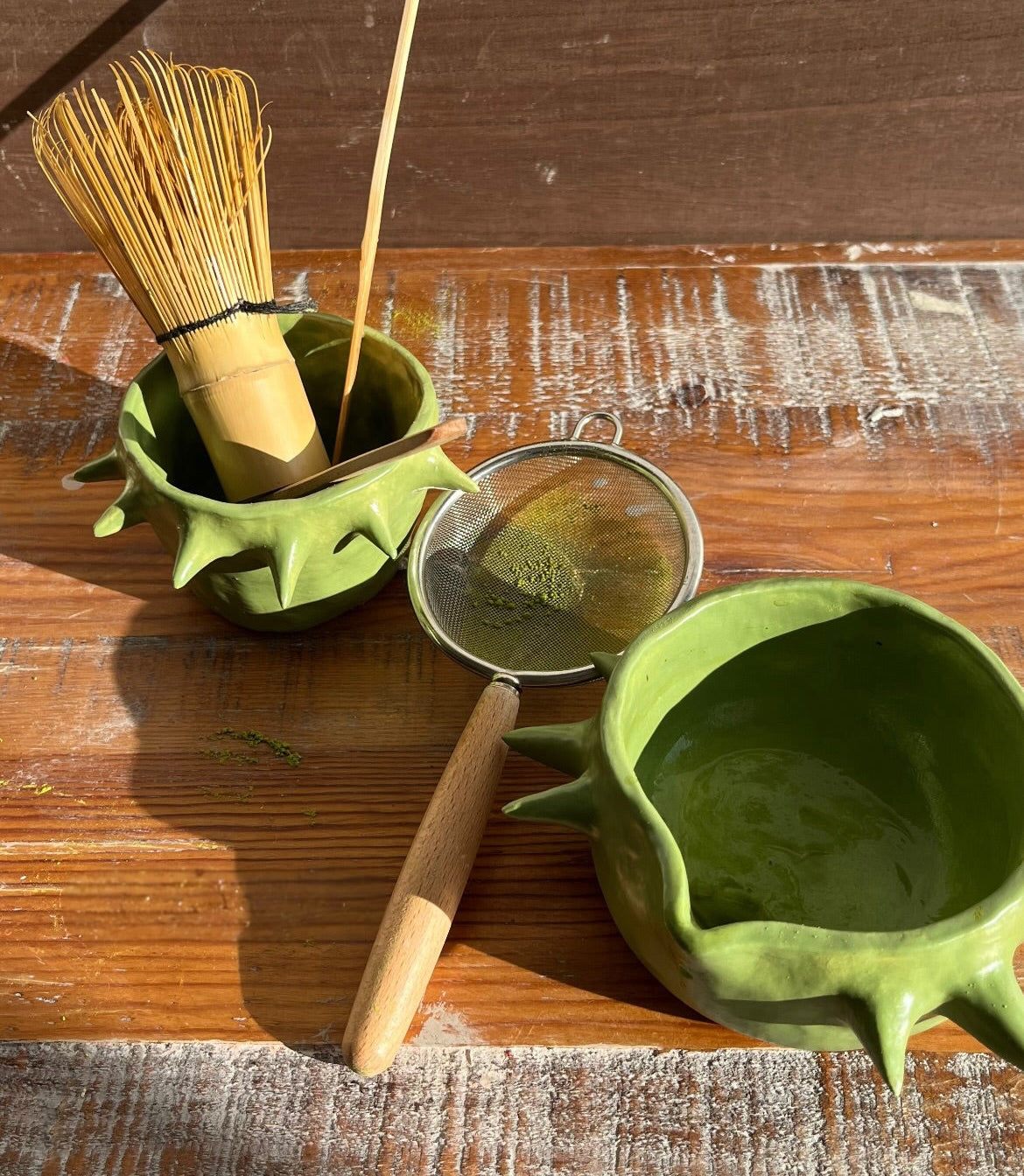A Green Spiky Matcha Set