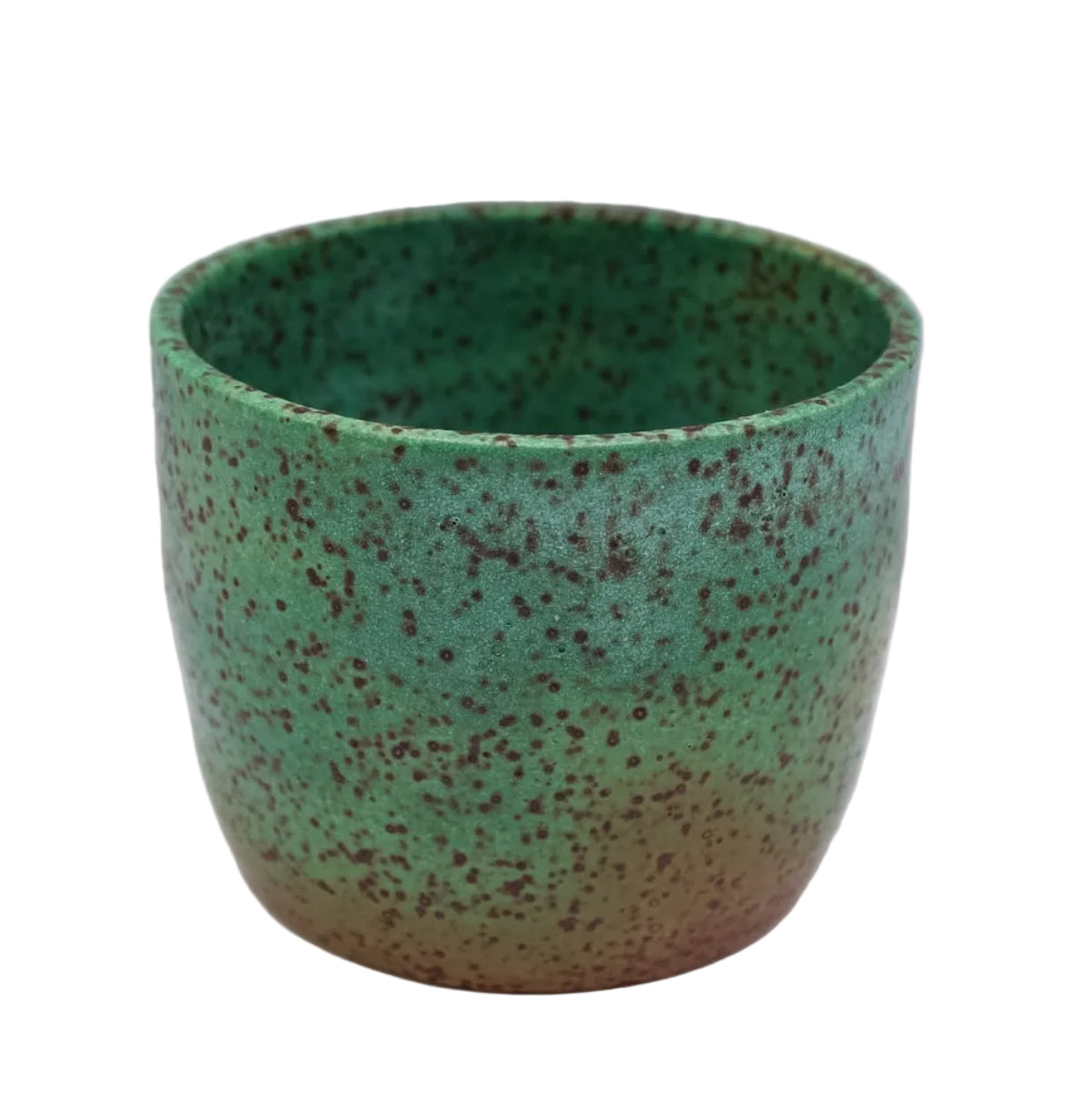 Rusted Teal Green Speckled Cup