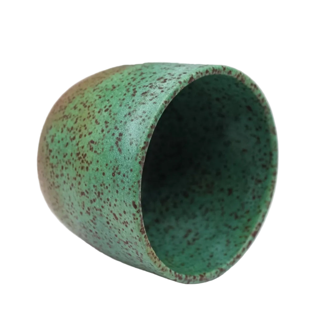Rusted Teal Green Speckled Cup