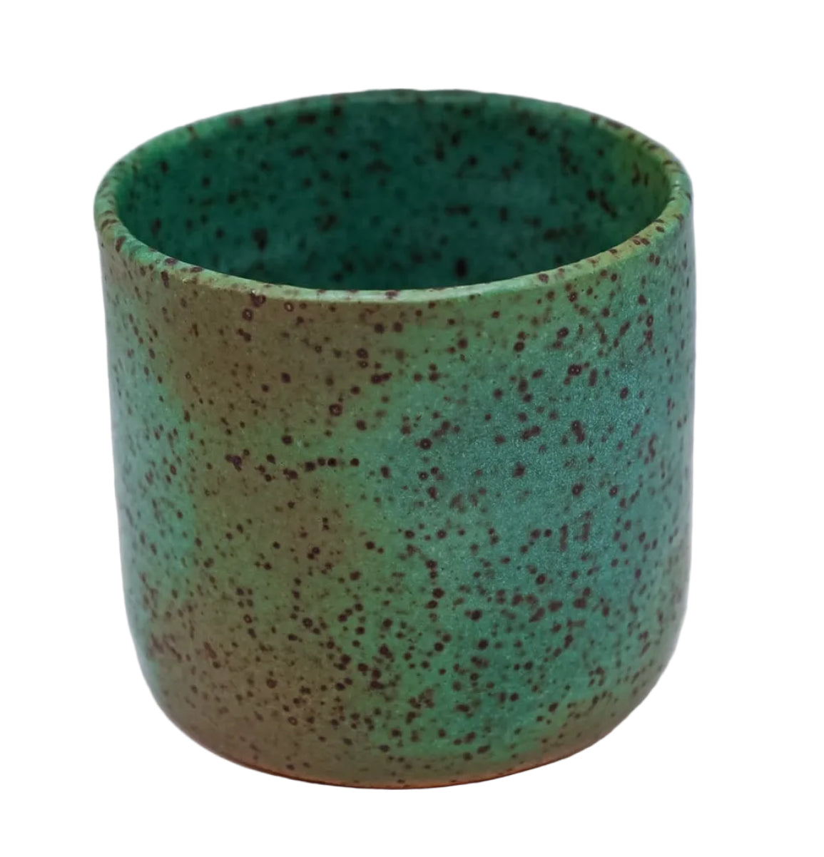 Rusted Teal Green Speckled Cup