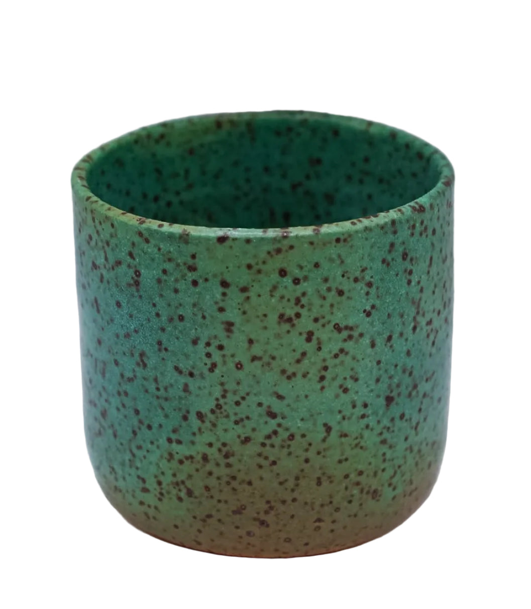 Rusted Teal Green Speckled Cup