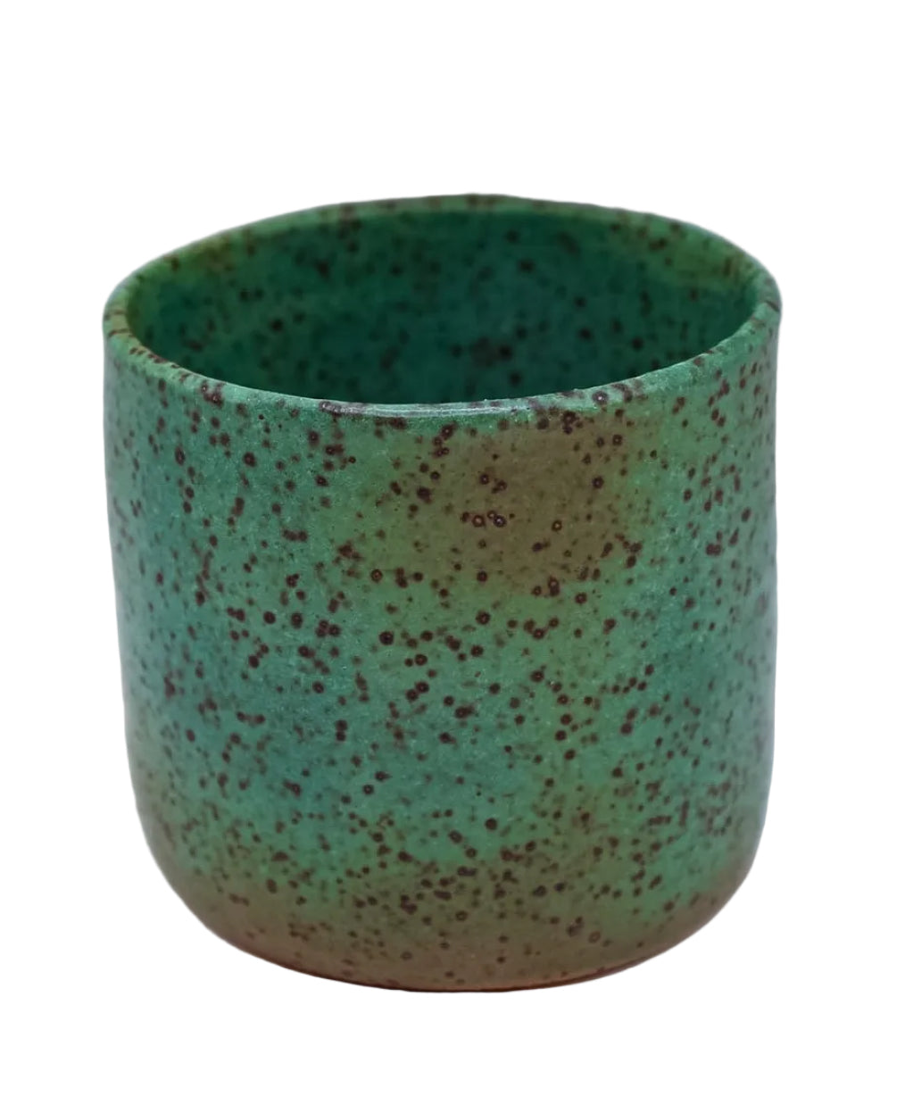 Rusted Teal Green Speckled Cup
