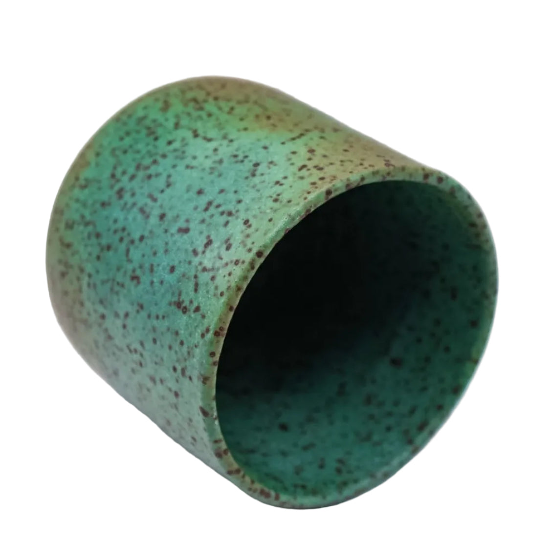 Rusted Teal Green Speckled Cup