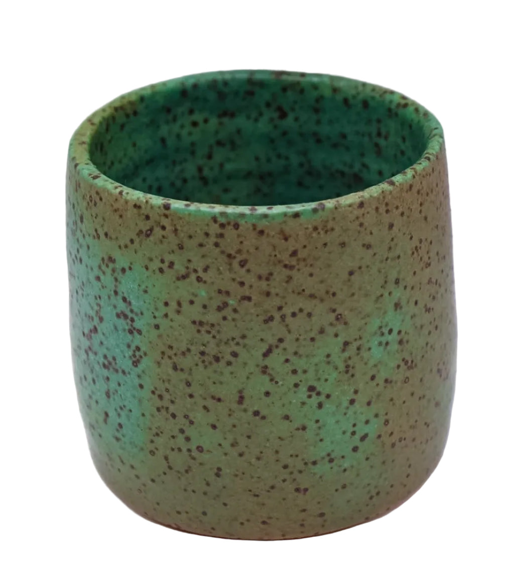 Rusted Teal Green Speckled Cup