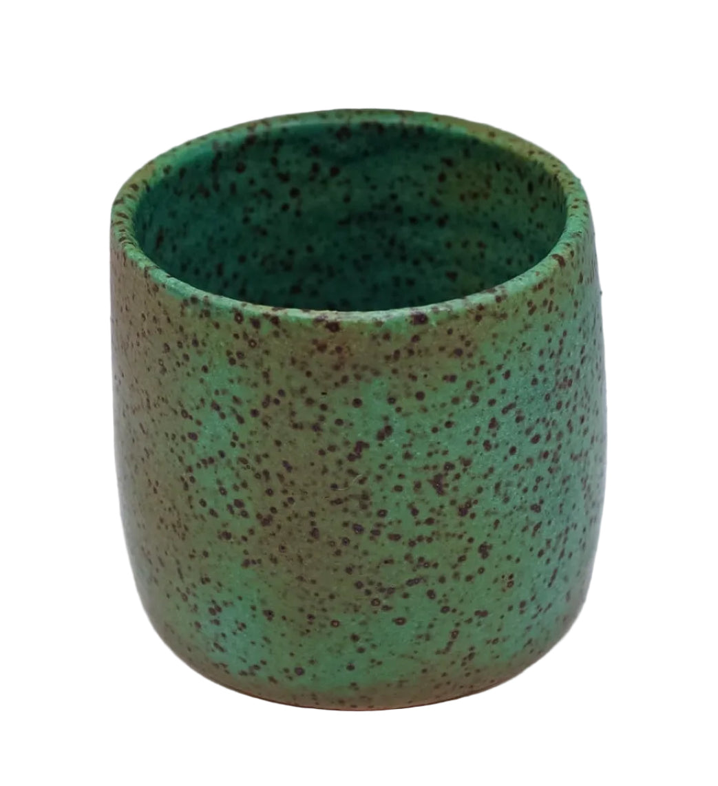 Rusted Teal Green Speckled Cup