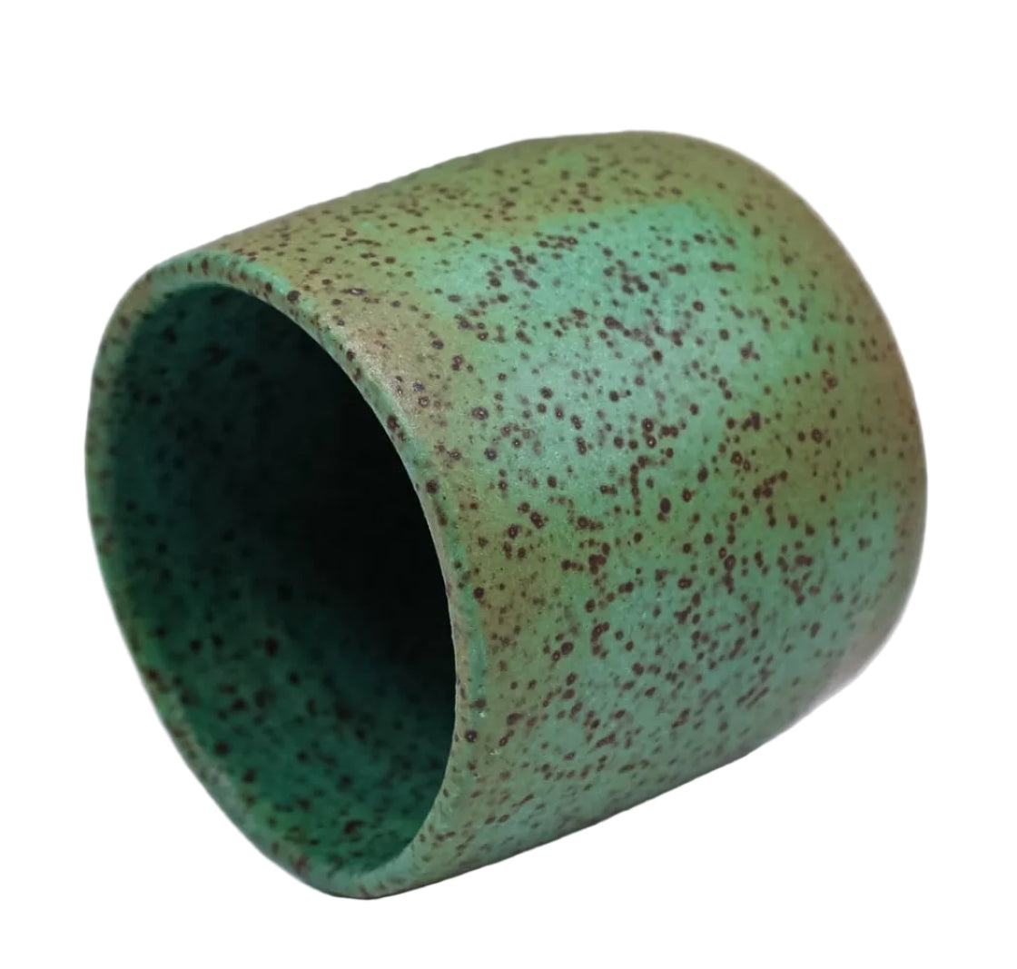 Rusted Teal Green Speckled Cup
