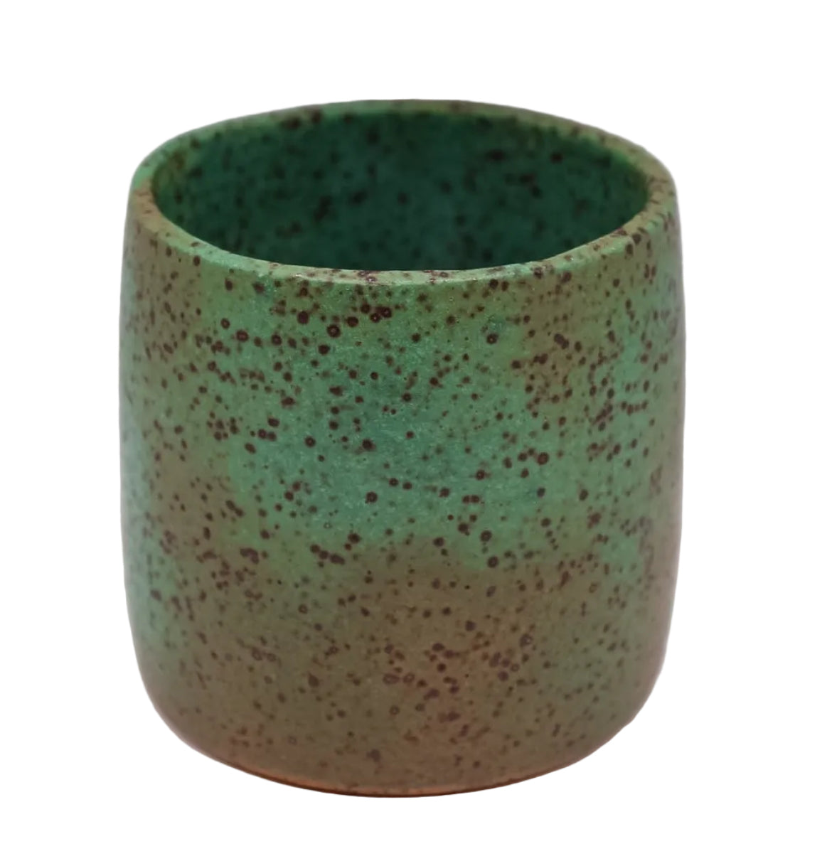 Rusted Teal Green Speckled Cup