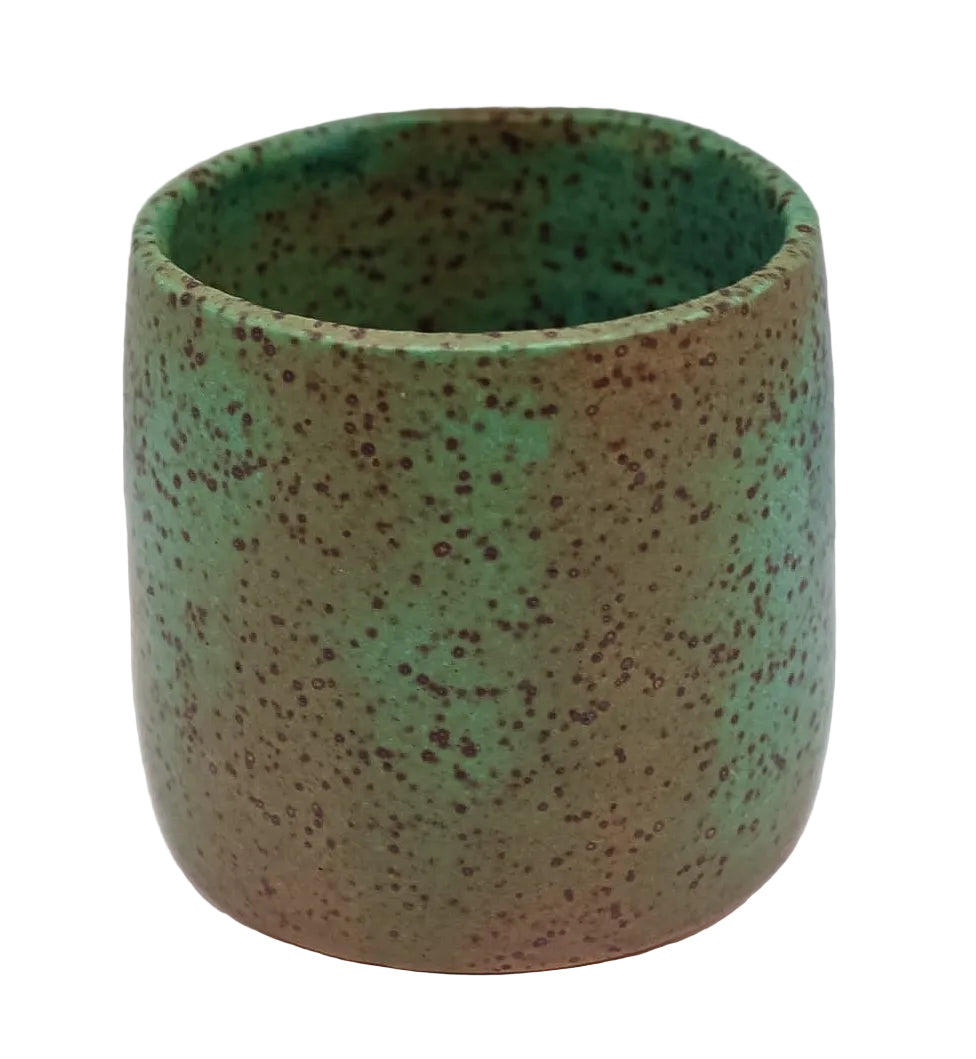 Rusted Teal Green Speckled Cup