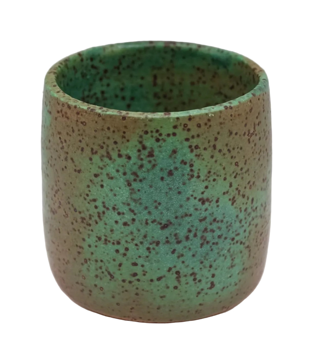 Rusted Teal Green Speckled Cup