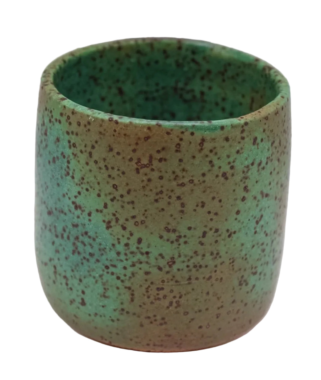 Rusted Teal Green Speckled Cup