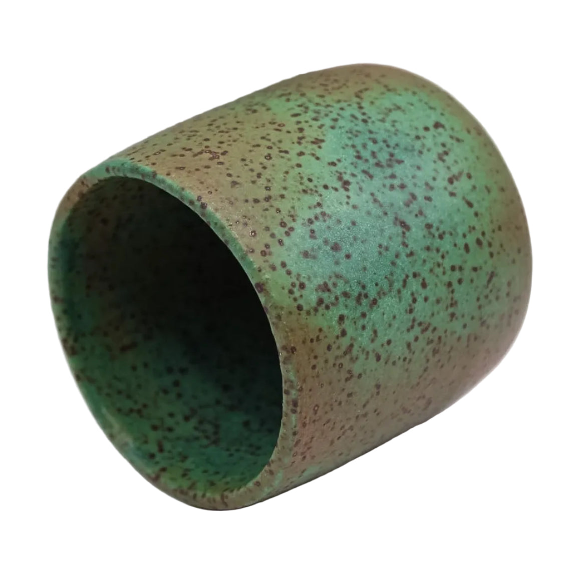 Rusted Teal Green Speckled Cup