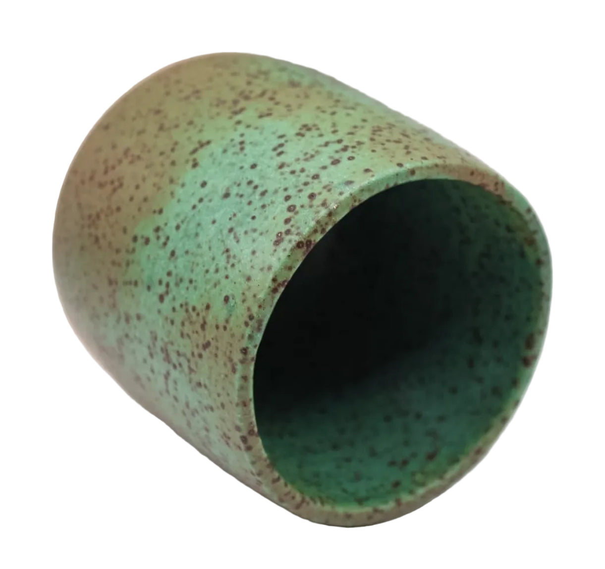 Rusted Teal Green Speckled Cup